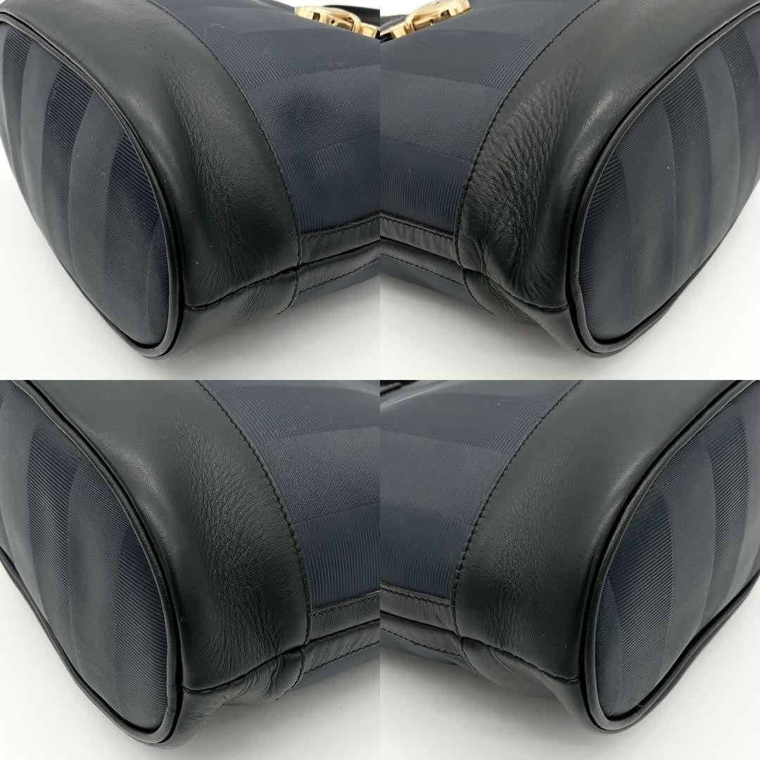 Fendi Pecan Pattern Shoulder Bag - Black x Navy, PVC Leather