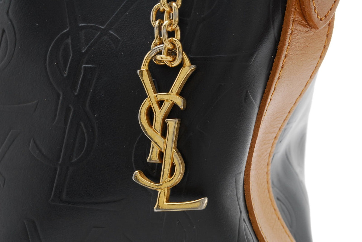 Saint Laurent YSL Monogram Shoulder Bag - Black, Leather
