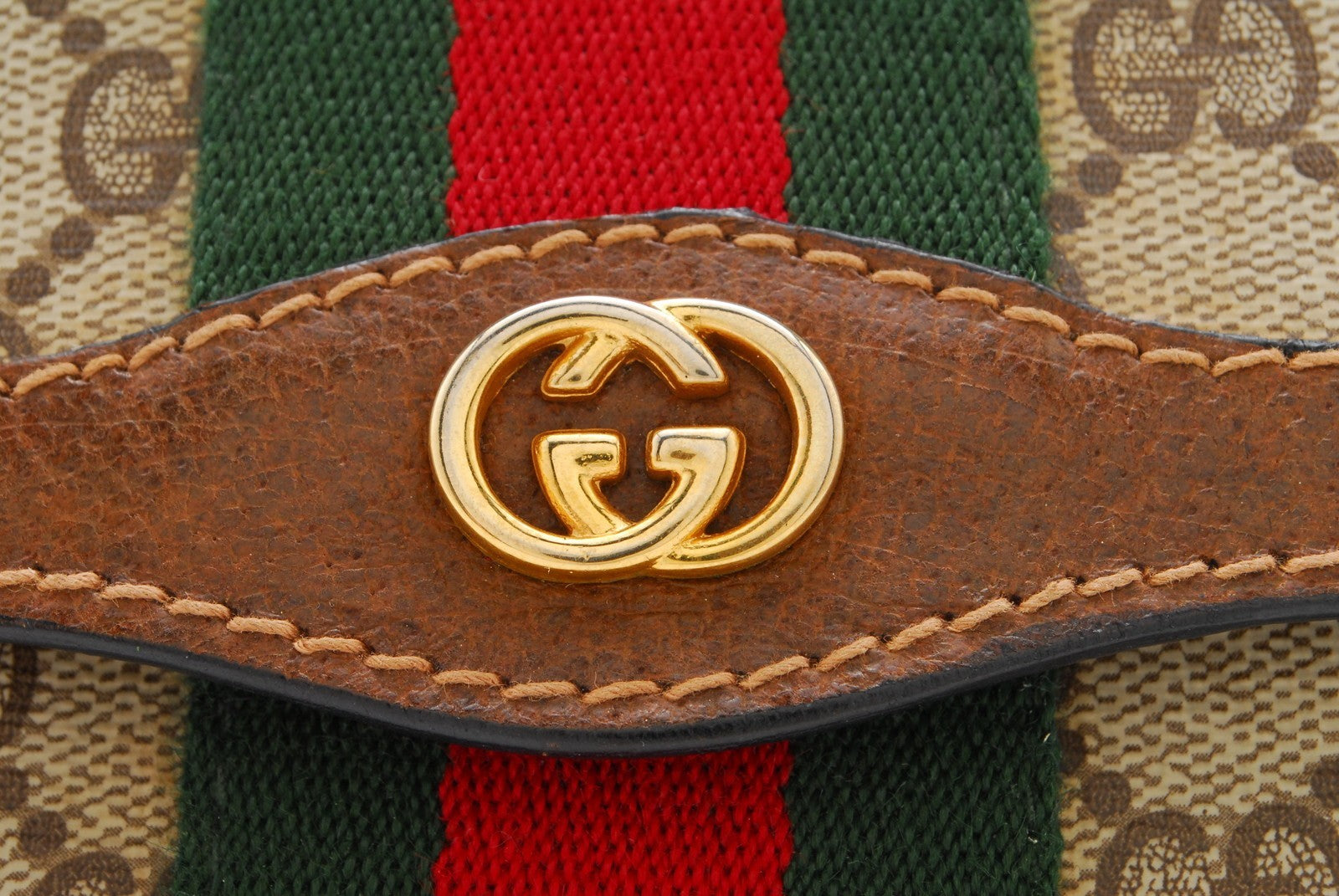 Gucci Sherry Line Clutch Bag - Beige, PVC Leather