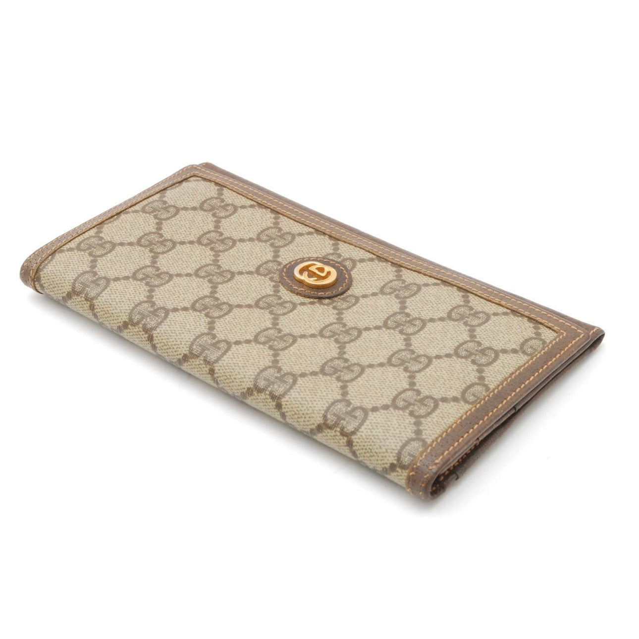 GUCCI Vintage GG Wallet Beige Brown