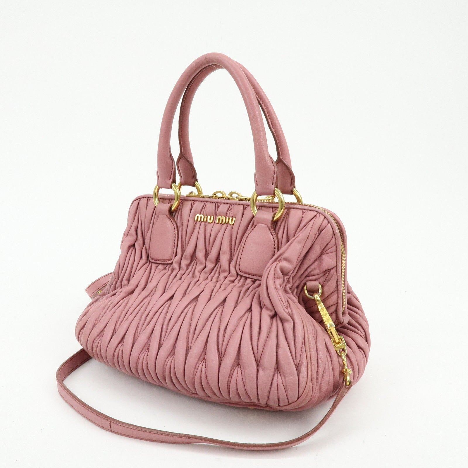 Miu Miu Matelasse 2Way Hand Bag - Pink, Nappa Leather