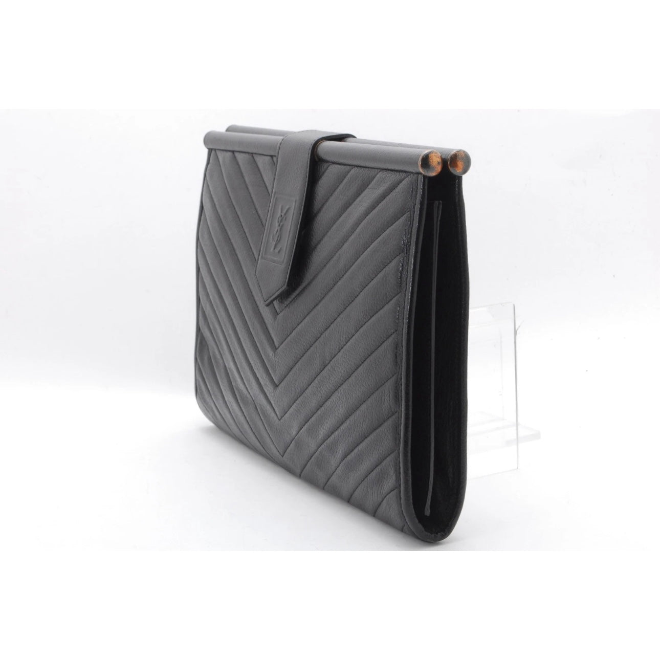Saint Laurent black leather clutch