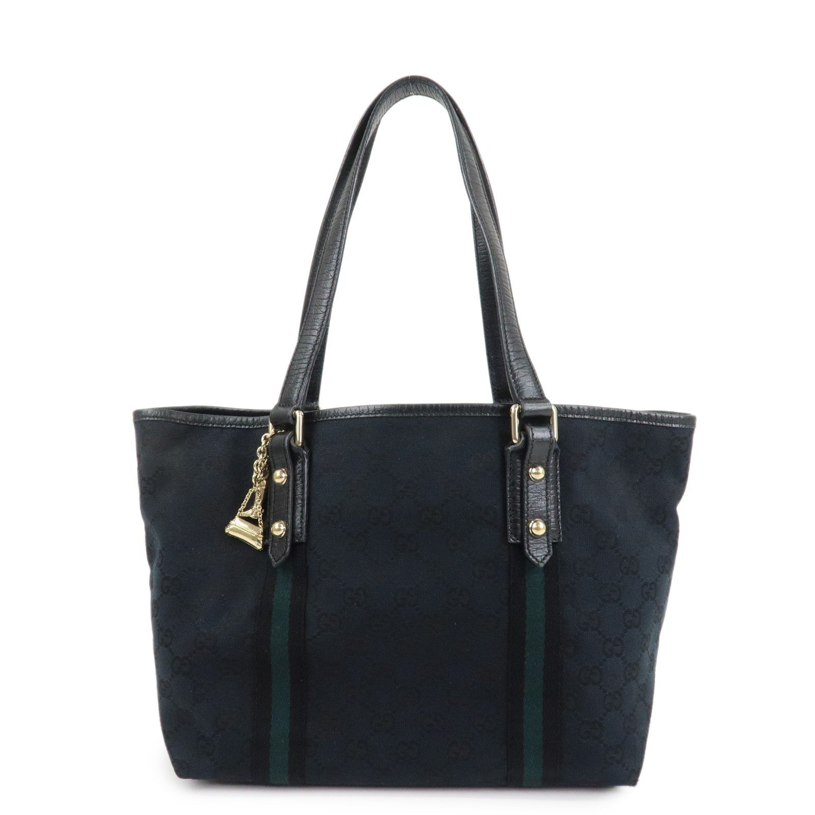 Gucci Tote Shoulder Bag - Black, Canvas Leather