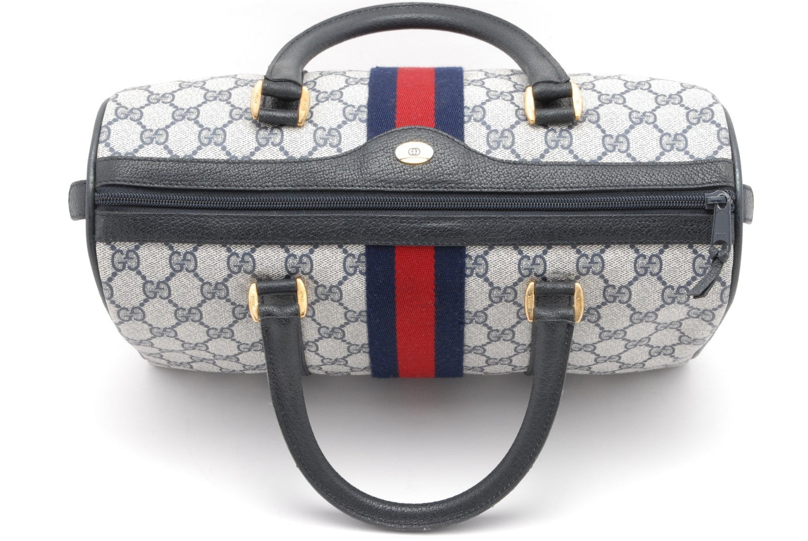 Gucci GG Web Boston Bag - Navy, PVC Leather