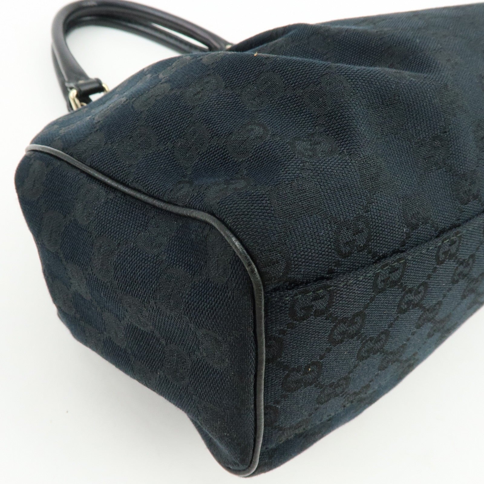 GUCCI Sukey GG Canvas Leather Tote Bag Hand Bag Black