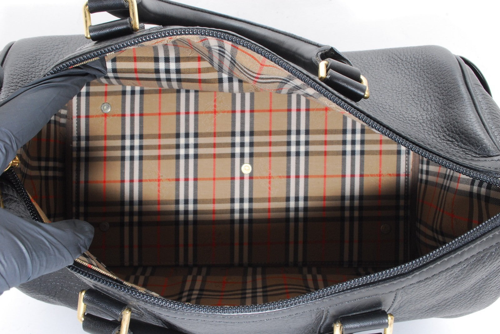 Burberry Nova Check Horse Handbag - Black, Leather