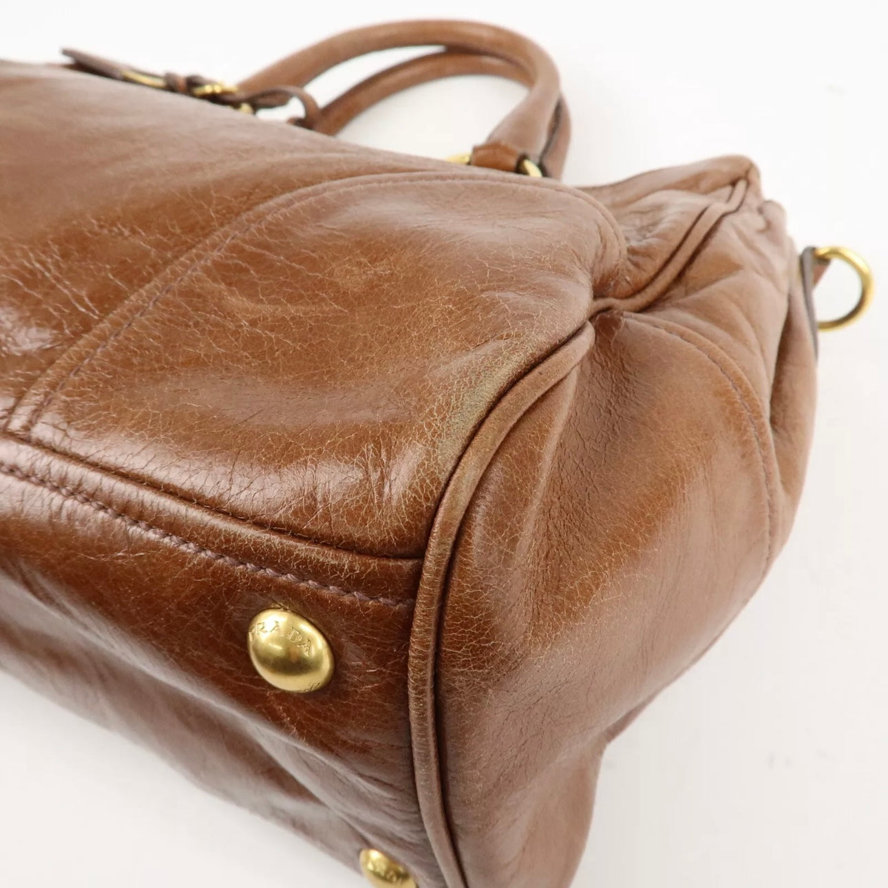 PRADA Leather Shoulder & Hand Bag Brown