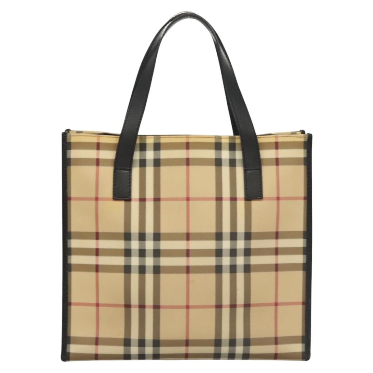 Burberry Nova Check Hand Bag - Beige/Silver/Black, PVC