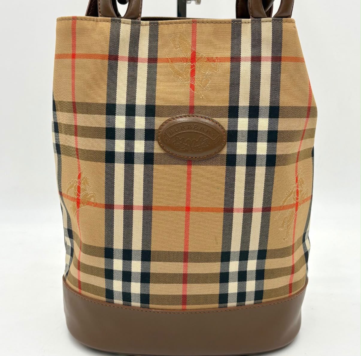 Burberry Nova Check Tote Hand Bag - Brown Beige, Leather