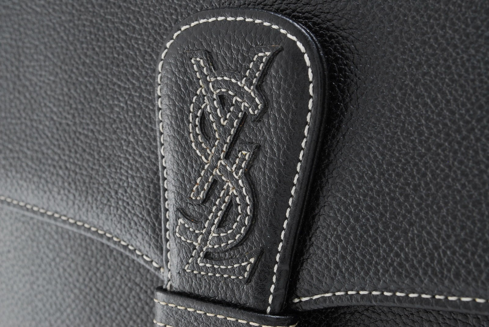 Saint Laurent Yves Shoulder Tote Stitch Bag - Black, Leather
