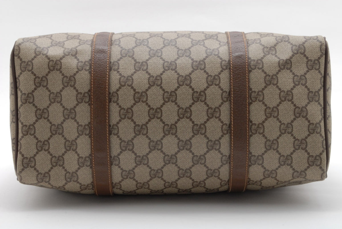 Gucci Vintage GG Supreme Boston Handbag - Brown Beige, PVC Leather