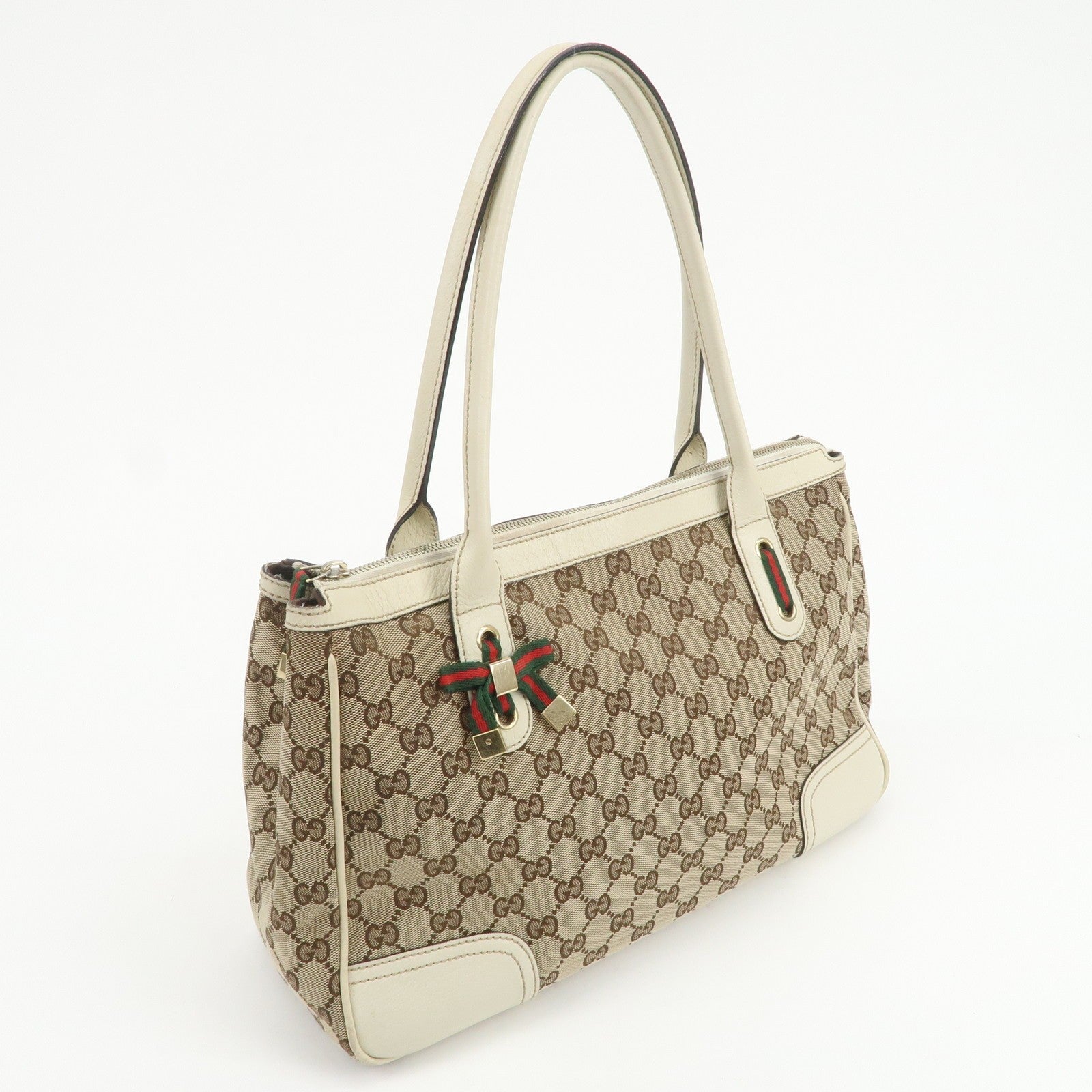 Gucci Princy Sherry Tote Bag - Brown Ivory, GG Canvas Leather