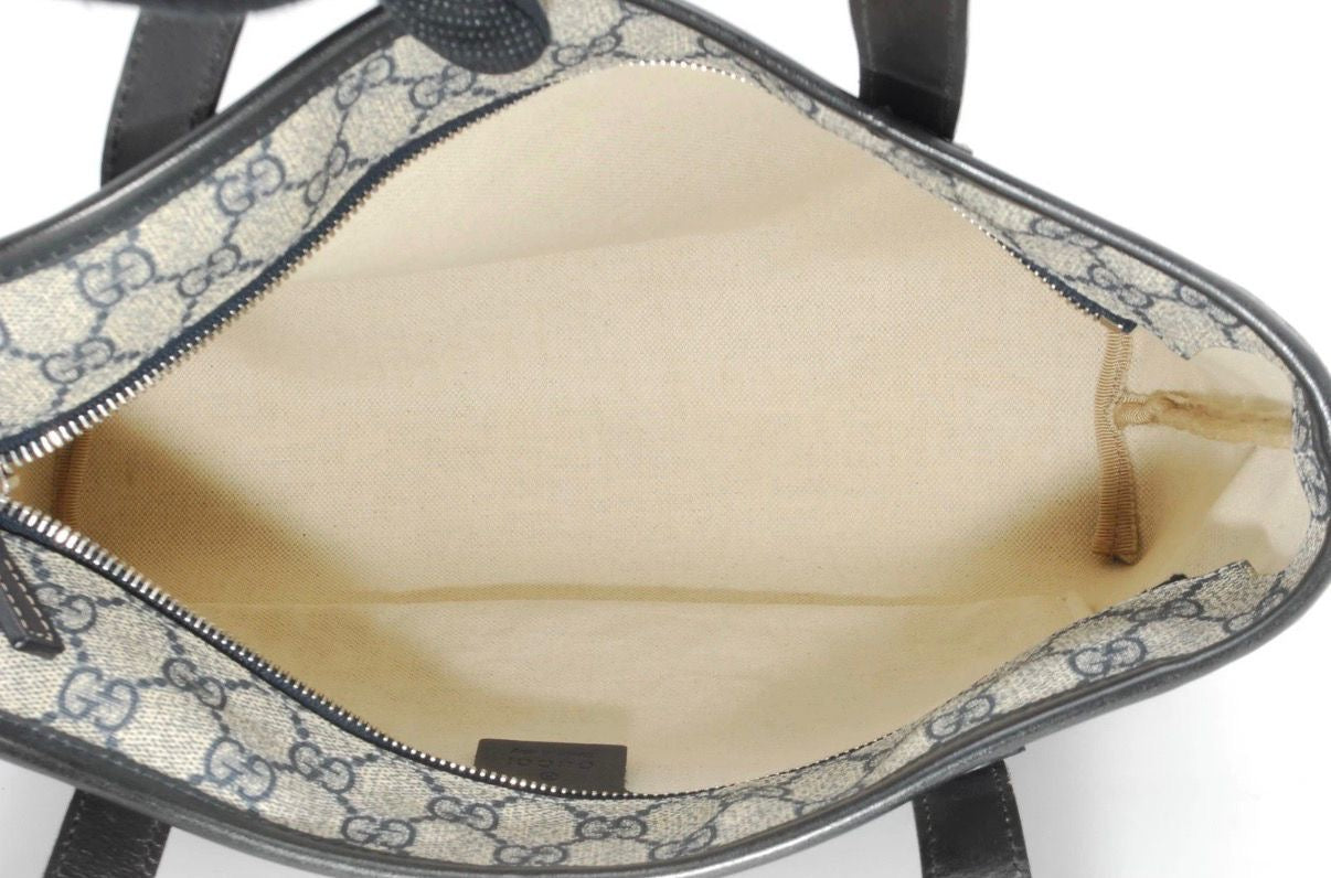 Gucci GG Tote Shoulder Hand Bag - Navy, PVC Leather