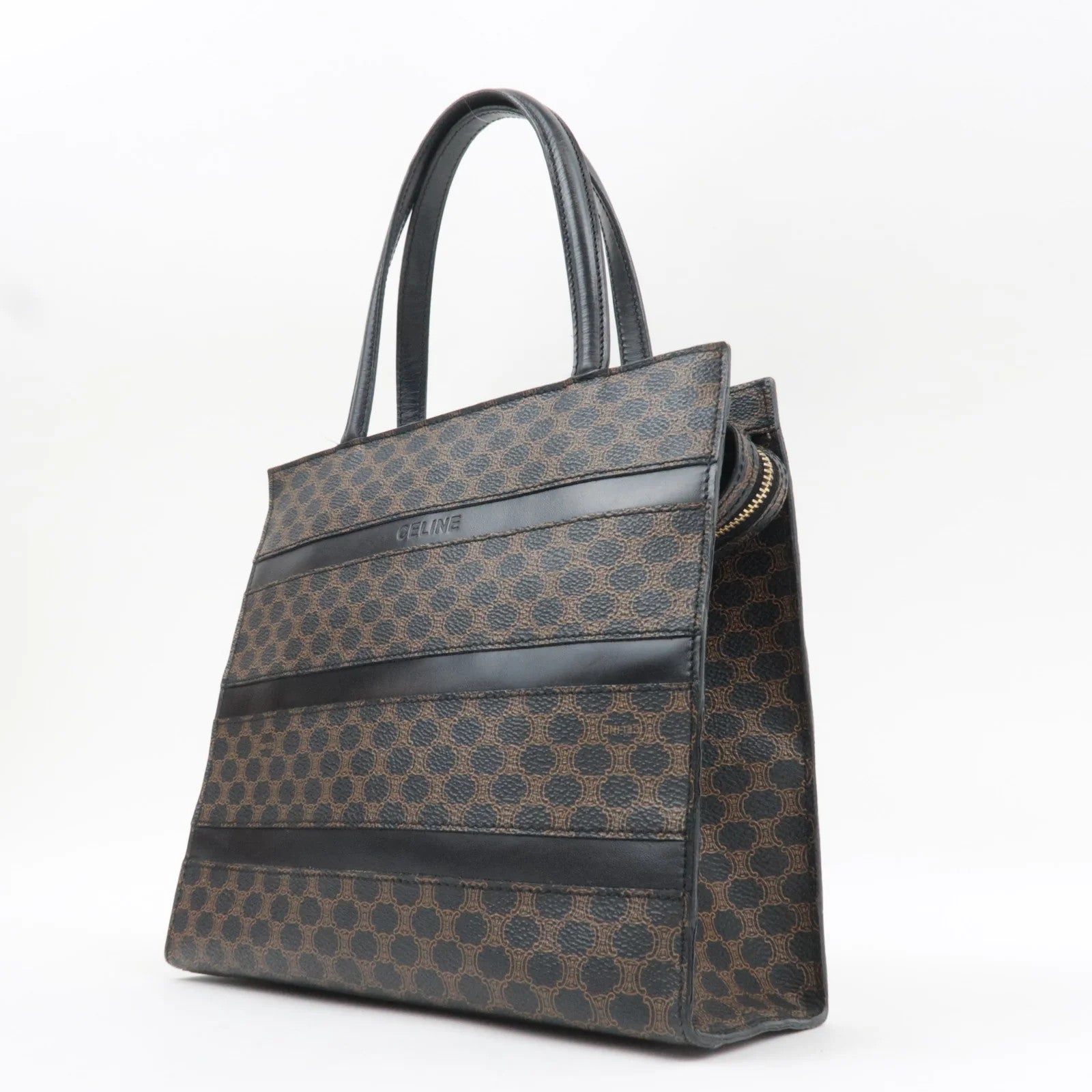 Celine Macadam Tote Bag - Black Brown, PVC Leather