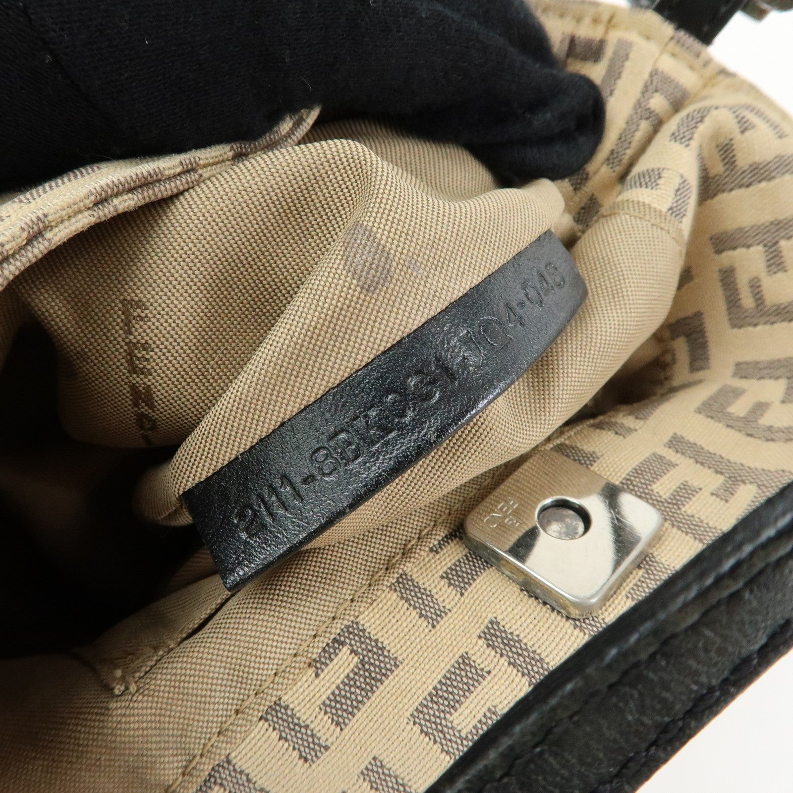 Fendi Hand Bag - Beige Black, Canvas Leather