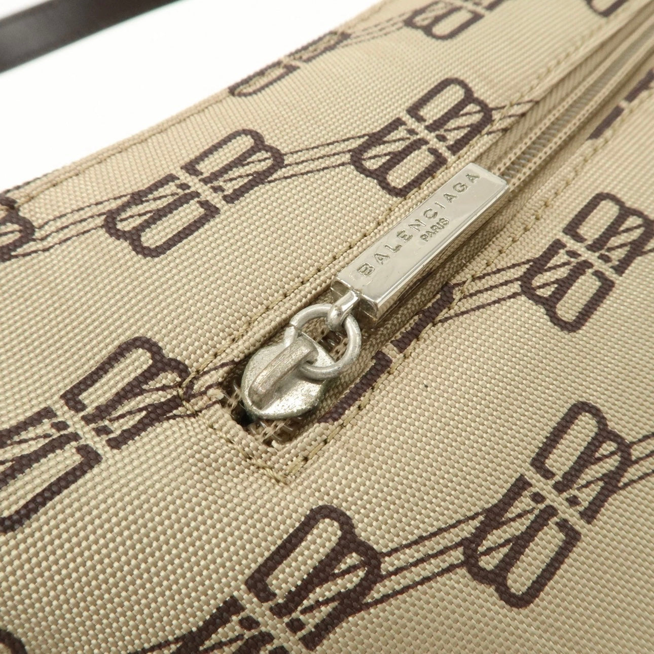 BALENCIAGA Leather Canvas Shoulder Bag