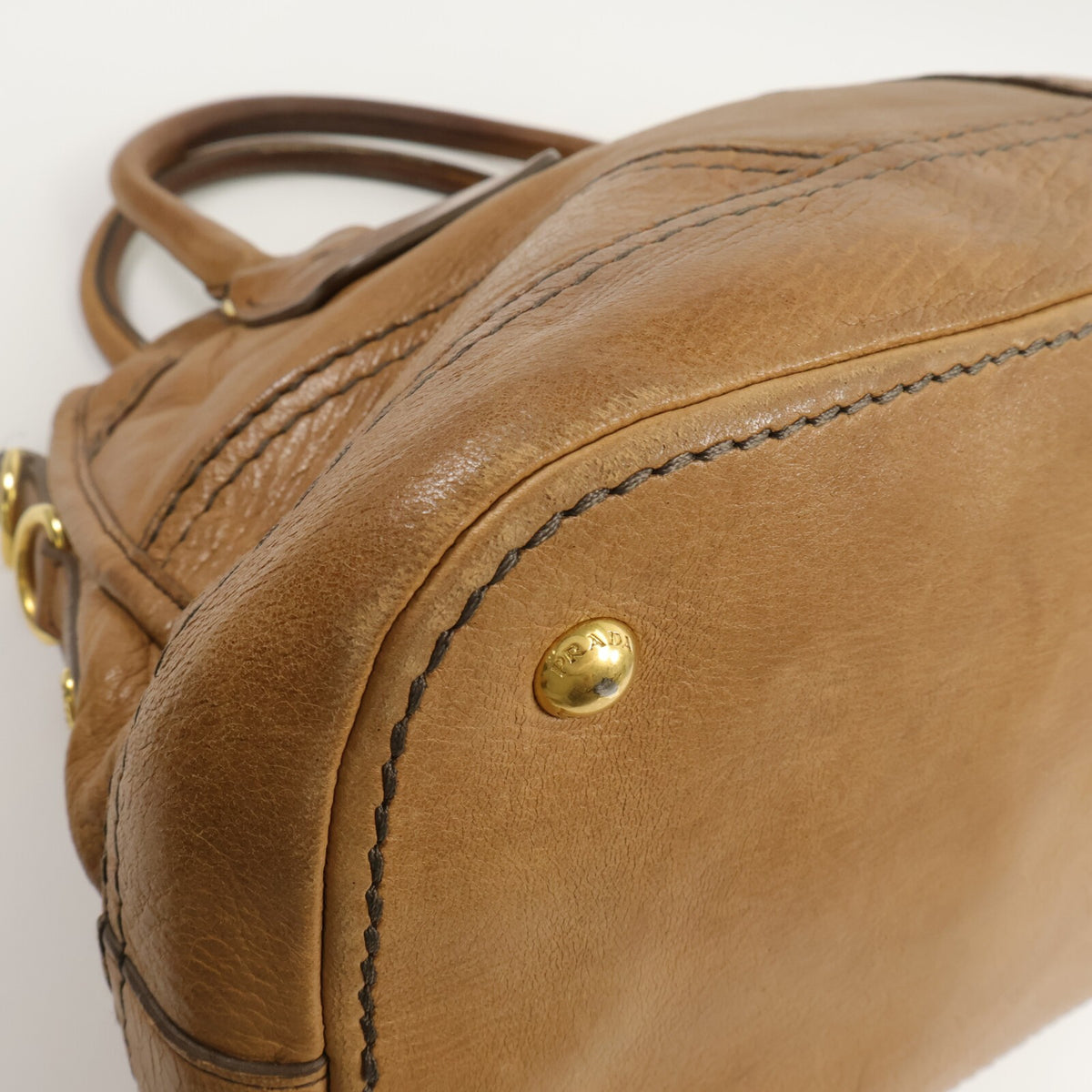 Prada Cervo Shine Bauletto Shoulder Bag - Brown, Deerskin Leather