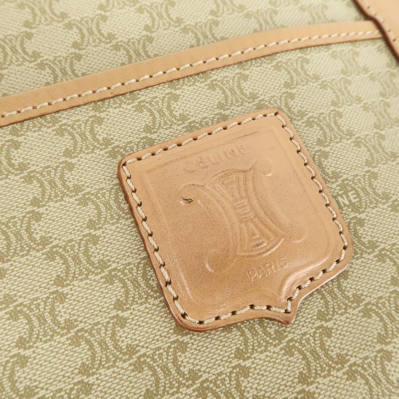 Celine Macadam Logo Boston Hand Bag - Beige, PVC