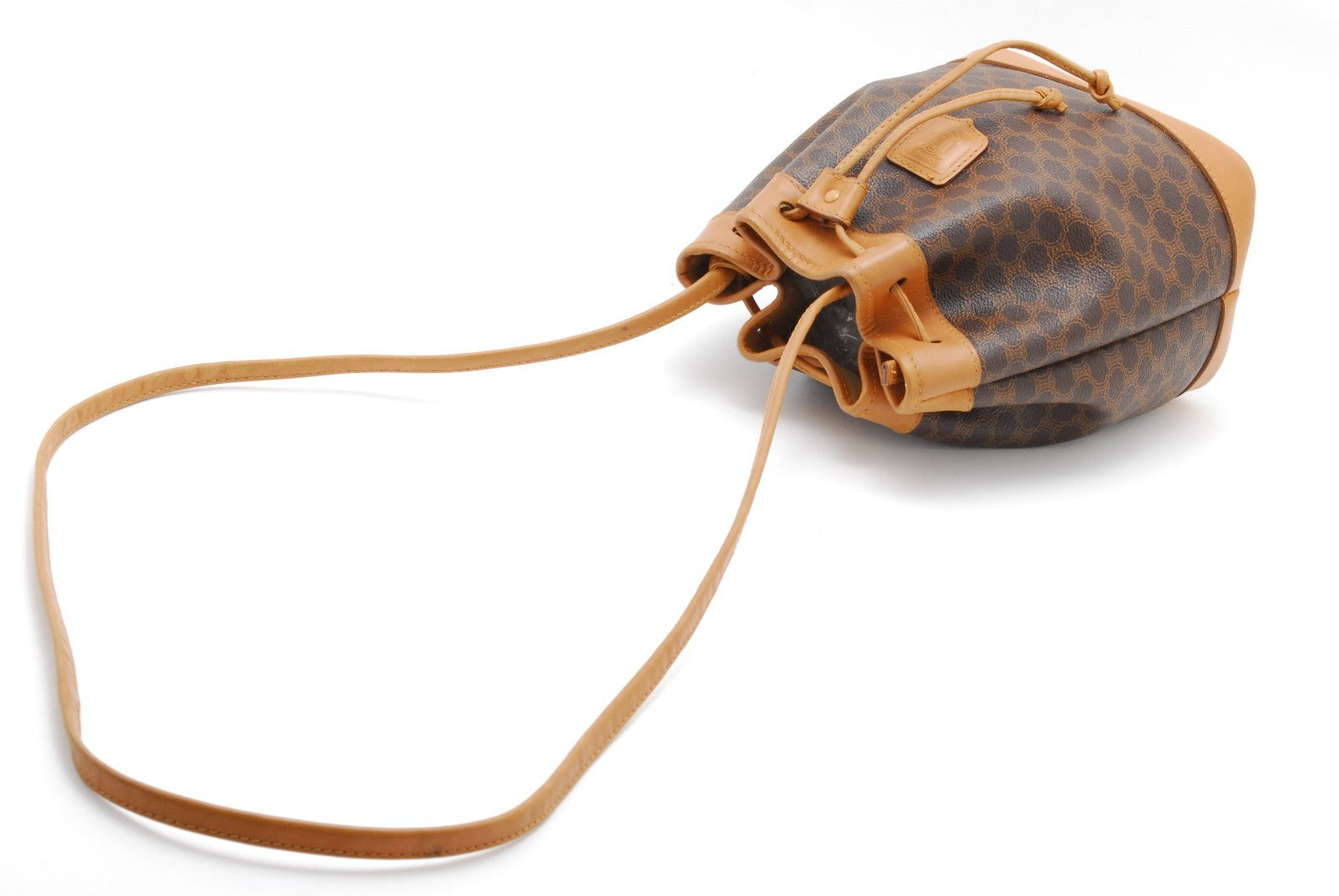 Celine Macadam Drawstring Bucket Bag - Brown, Leather