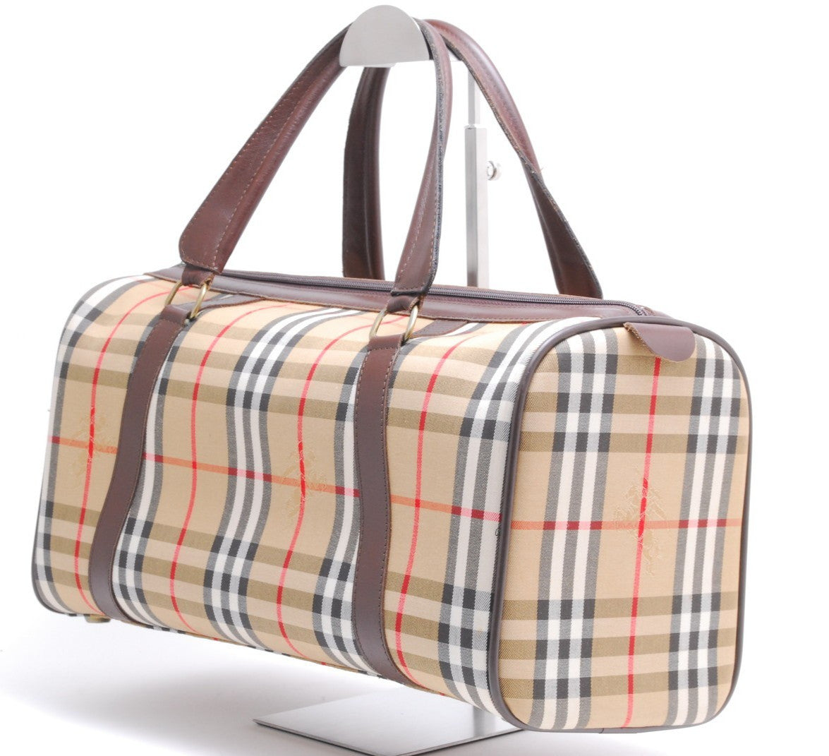 Burberry Nova Check Shadow Horse Boston Bag - Brown, Canvas