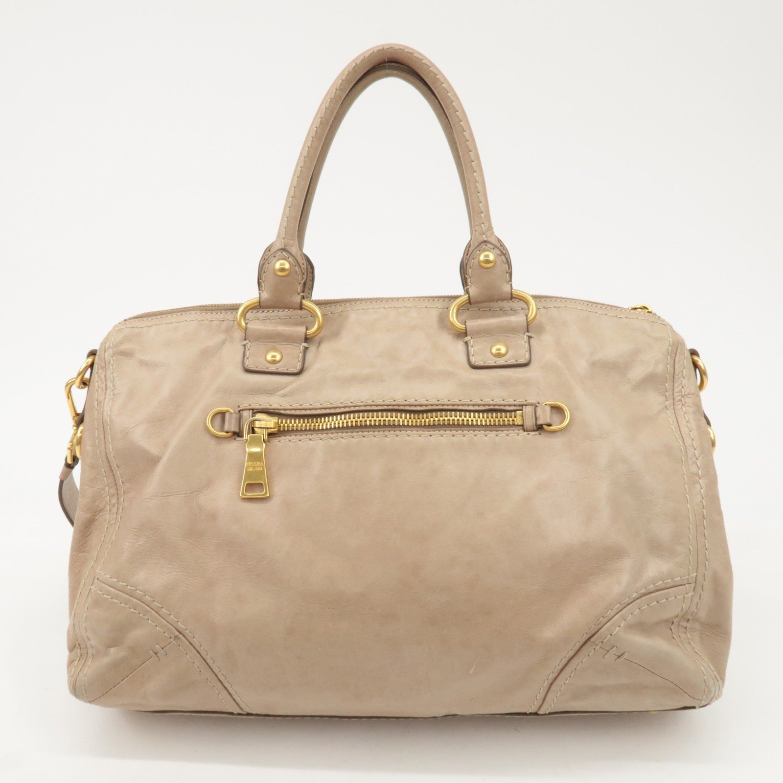 Prada Leather 2way Bag - Beige, Leather