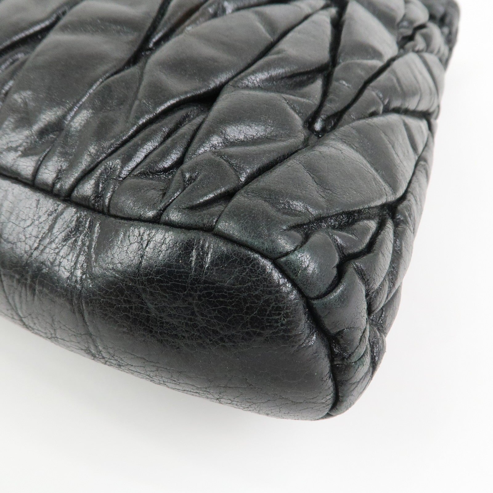 Miu Miu Matelasse 2Way Hand Bag - Black, Leather