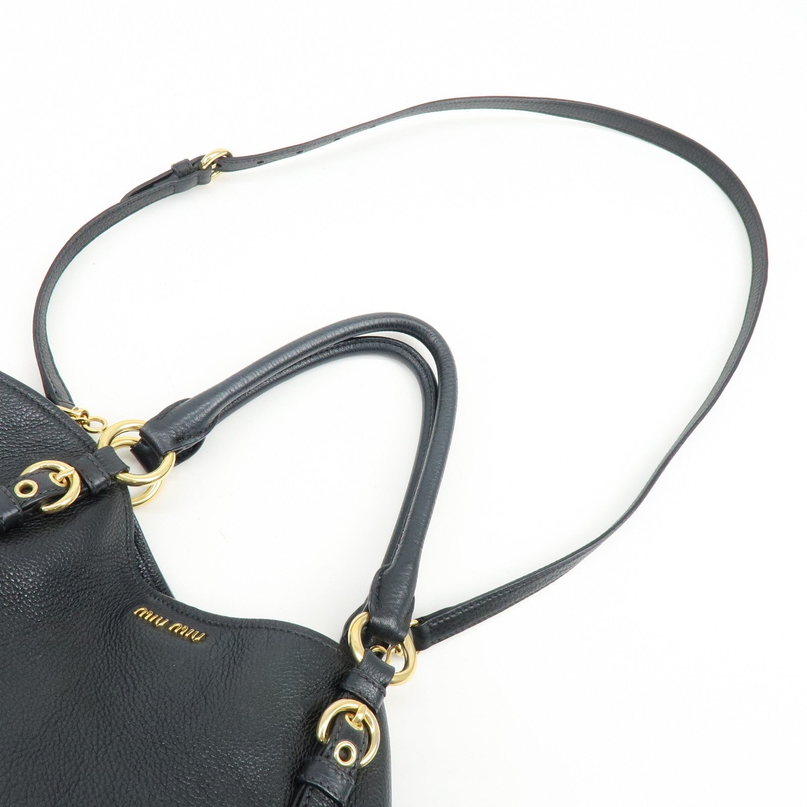 Miu Miu Vittello Phoenix 2Way Hand Shoulder Bag - Black, Leather