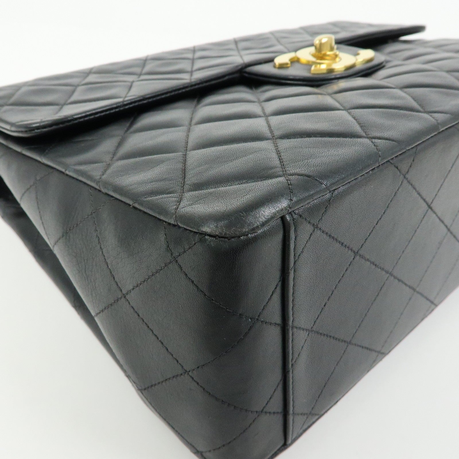 CHANEL Jumbo Matelasse 34 Lamb Skin Chain Shoulder Bag Black