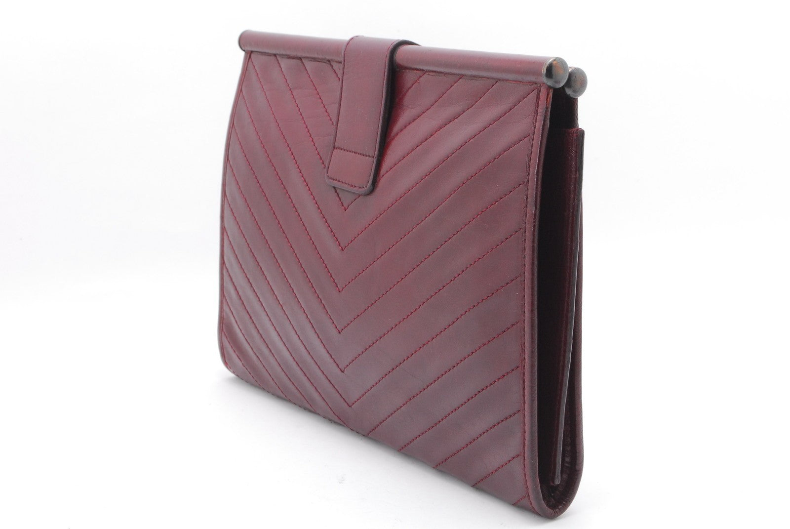 Saint Laurent Yves Clutch Bag - Red Bordeaux, Leather