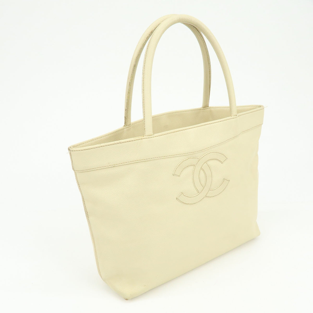 Chanel Coco Mark Caviarskin Tote Bag - Ivory, Leather