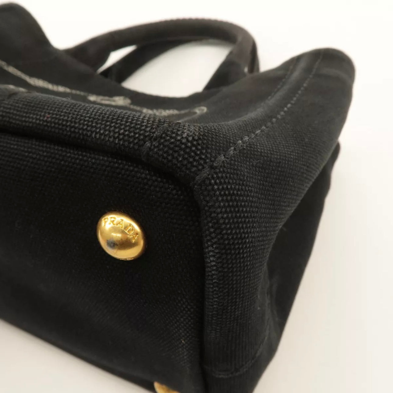 Prada Canapa Mini Canvas Tote Bag Hand Bag Black