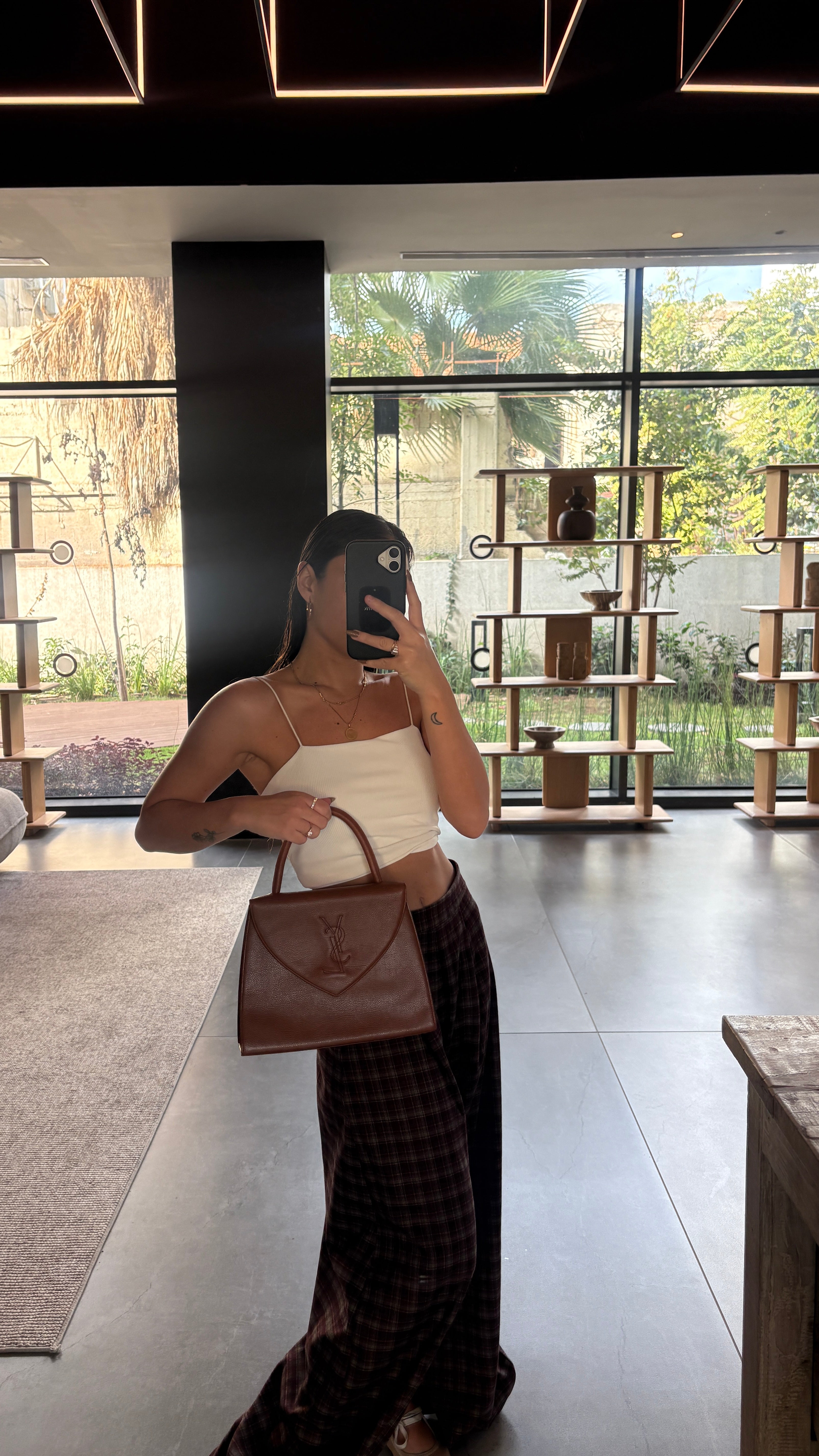Saint Laurent Stitch Cassandra Handbag - Brown, Leather