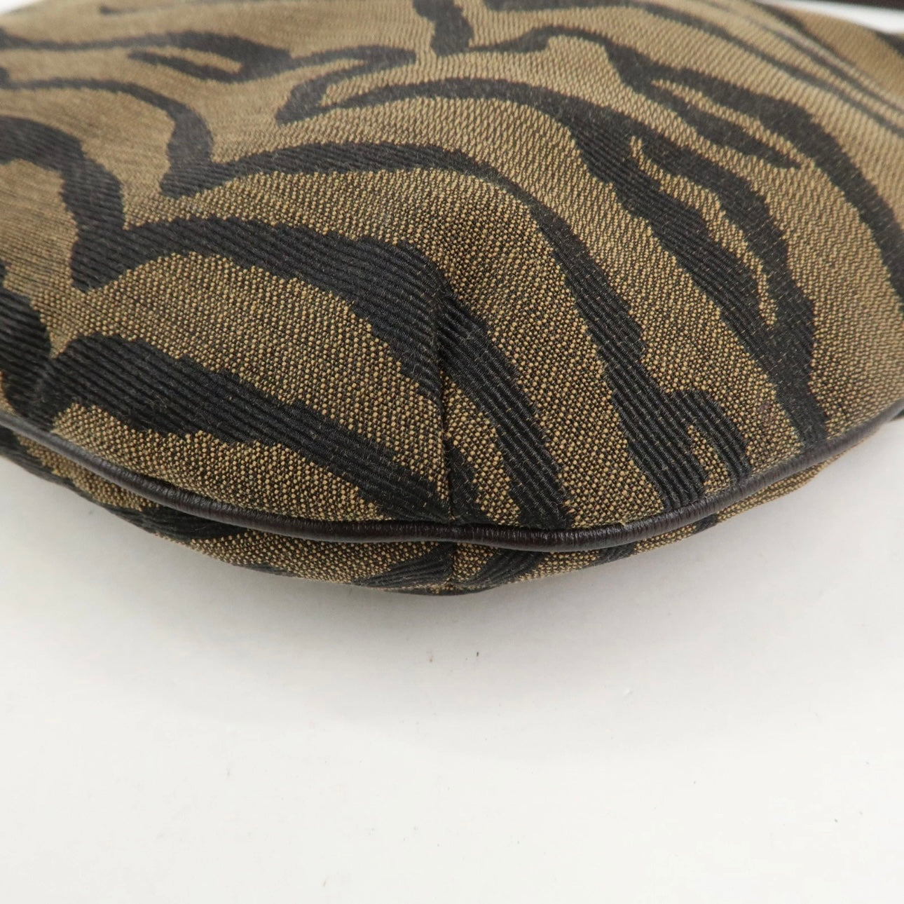 FENDI Canvas Leather Shoulder Bag Hand Bag Zebra Motif