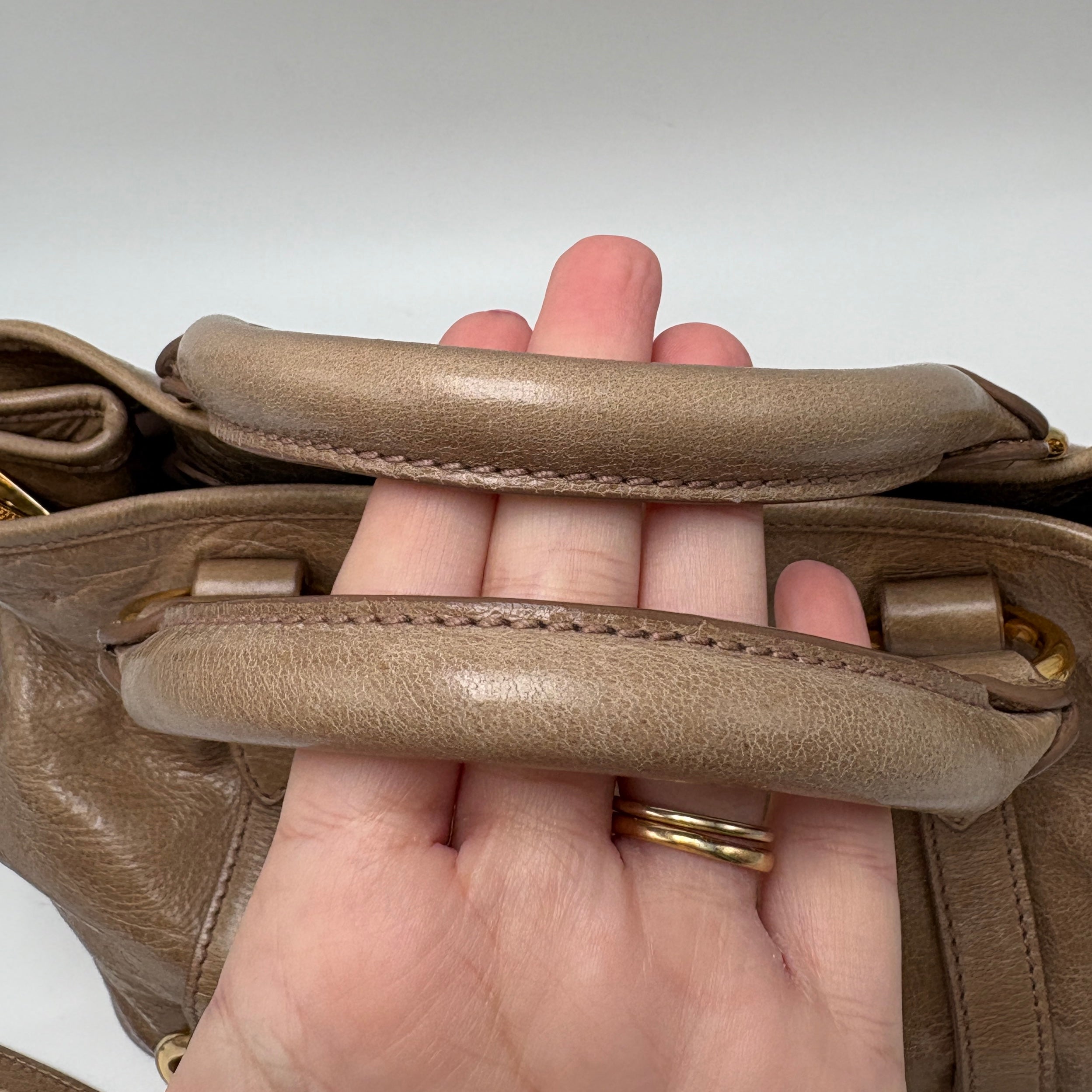 Miu Miu Leather Brown Gathered Handle Shoulder Bag