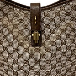 Gucci GG Canvas New Jackie Shoulder Bag - Brown x Beige, Canvas x Leather