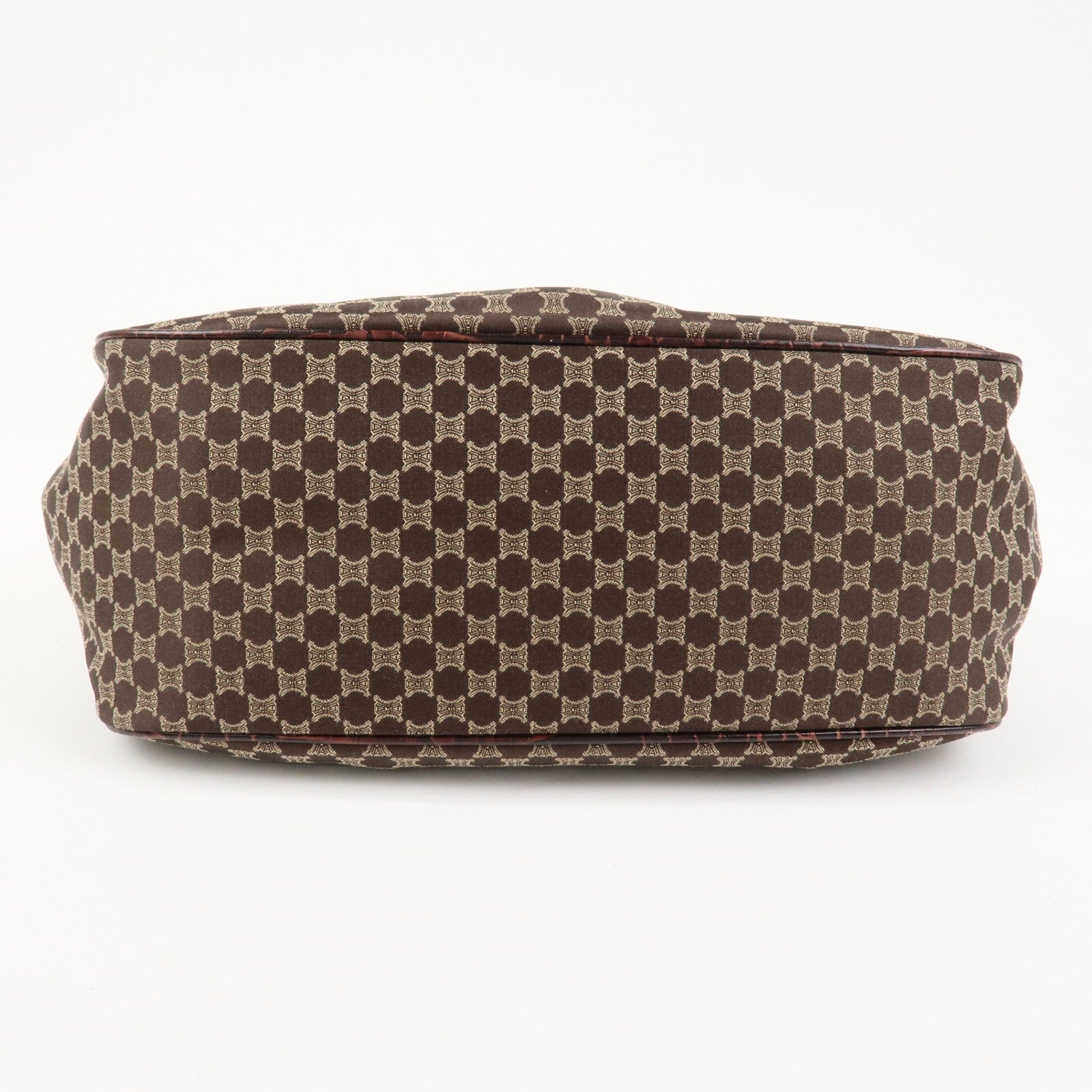 Celine Macadam Canvas Emboss Leather Shoulder Bag - Dark Brown, Canvas Leather