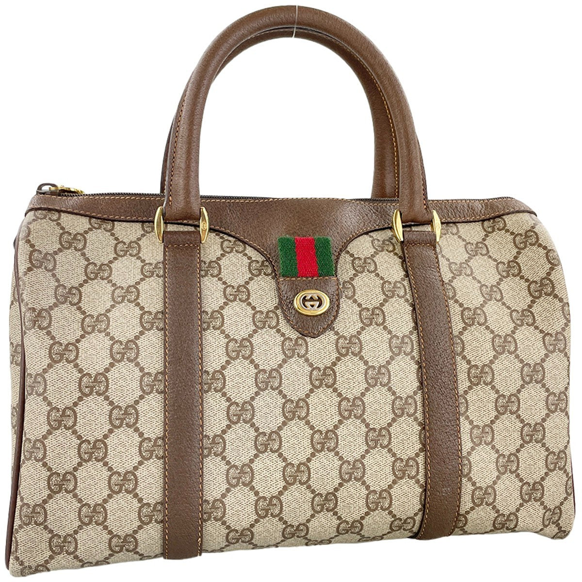 Gucci Old Gucci Sherry Line Handbag - Beige Brown, PVC Leather