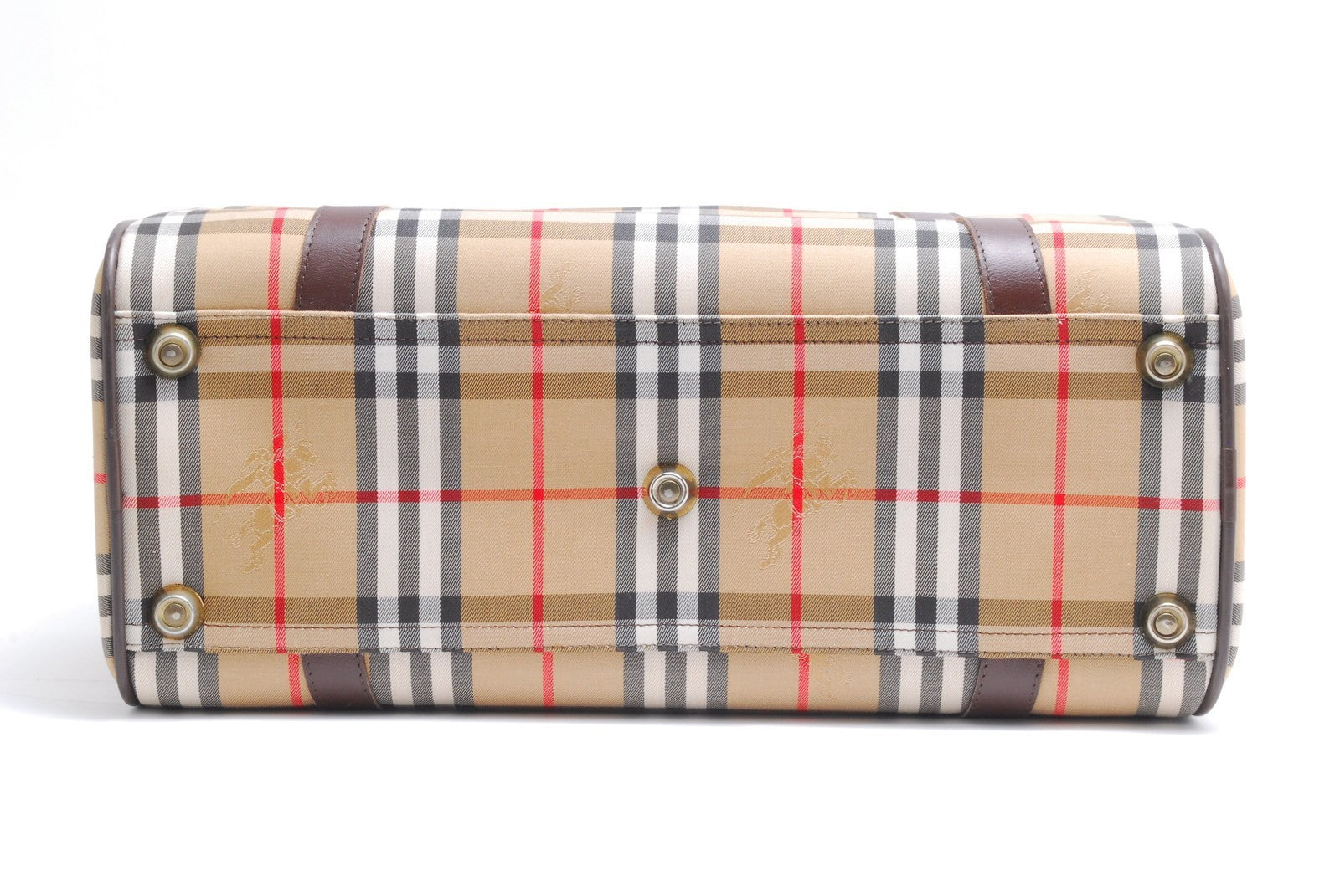 Burberry Nova Check Shadow Horse Boston Bag - Brown, Canvas