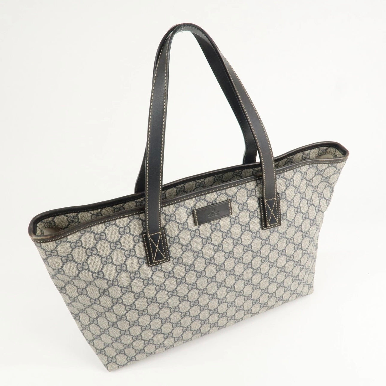 GUCCI GG Supreme Leather Tote Bag- Navy