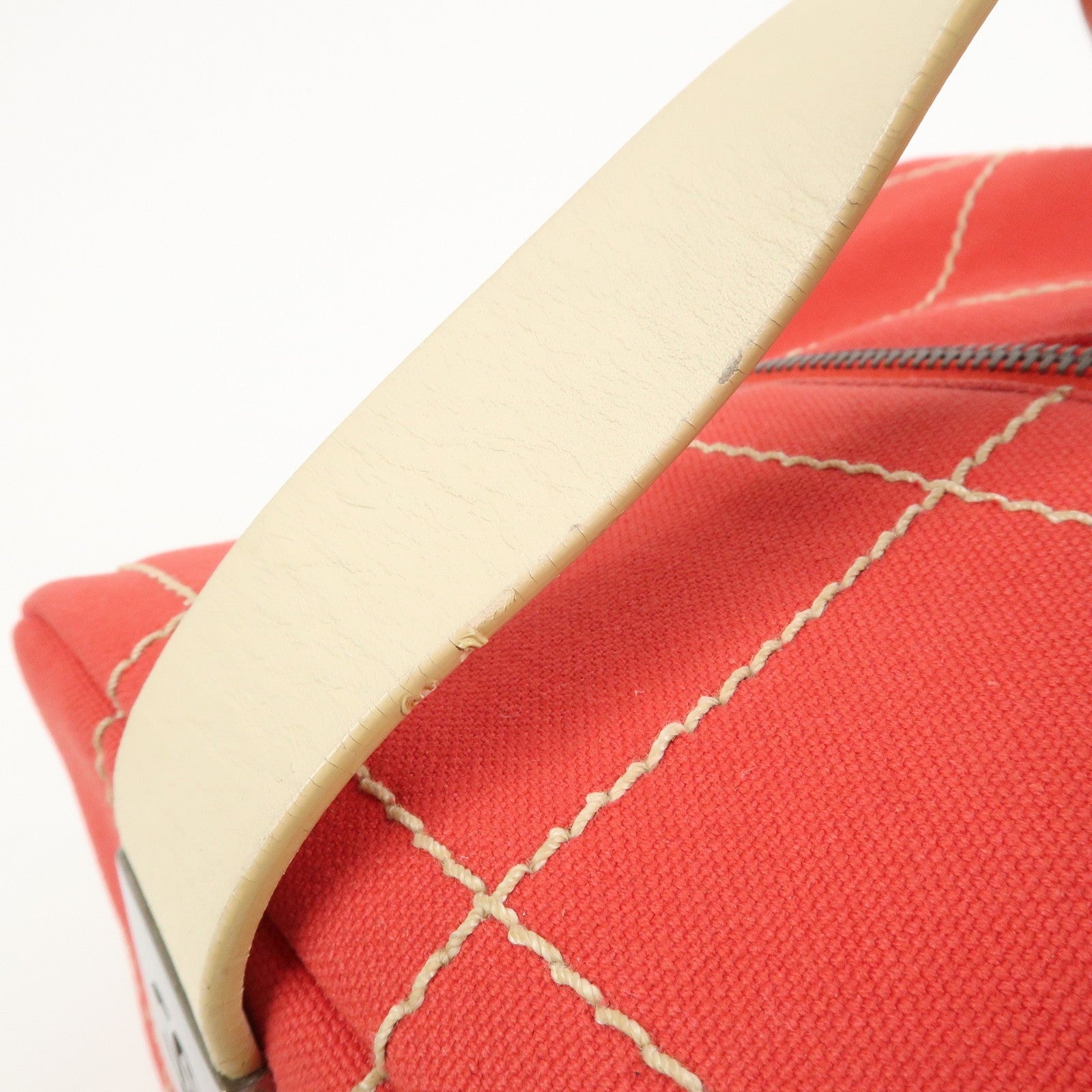 Chanel Chocolate Bar COCO Mark Hand Bag - Red, Canvas Leather