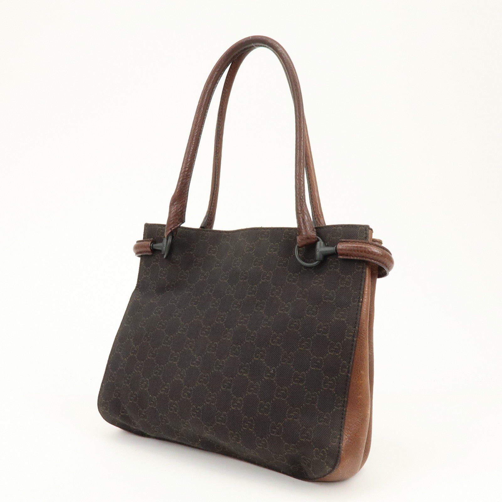 Gucci Denim Tote Bag - Brown, GG Canvas, Leather