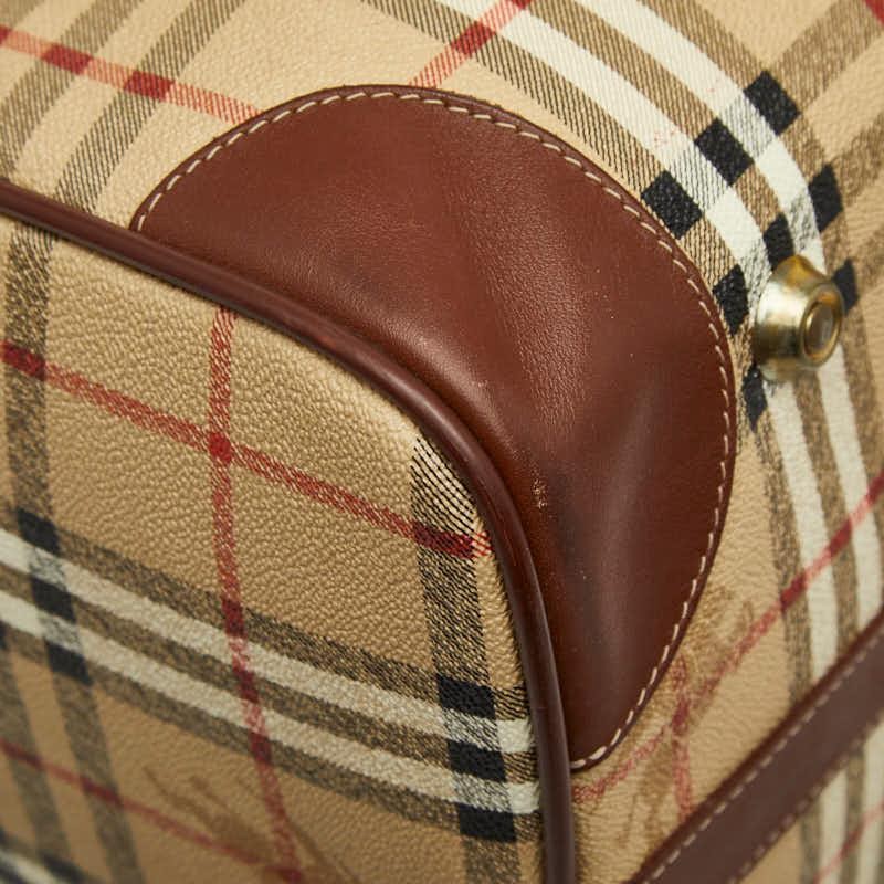 Burberry Nova Check Shadow Horse Boston Bag - Beige, PVC Leather