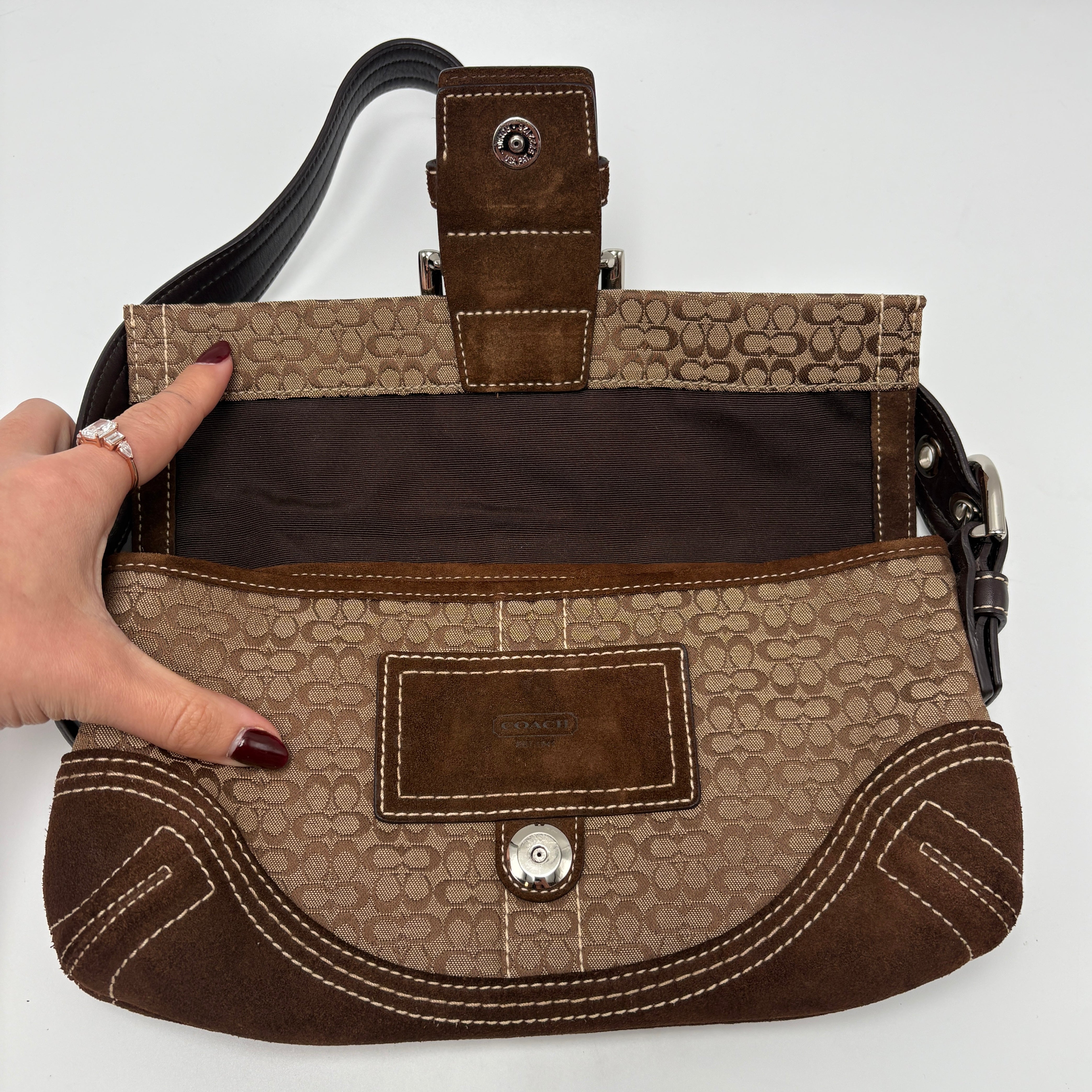 COACH SIGNATURE SUEDE BAG
