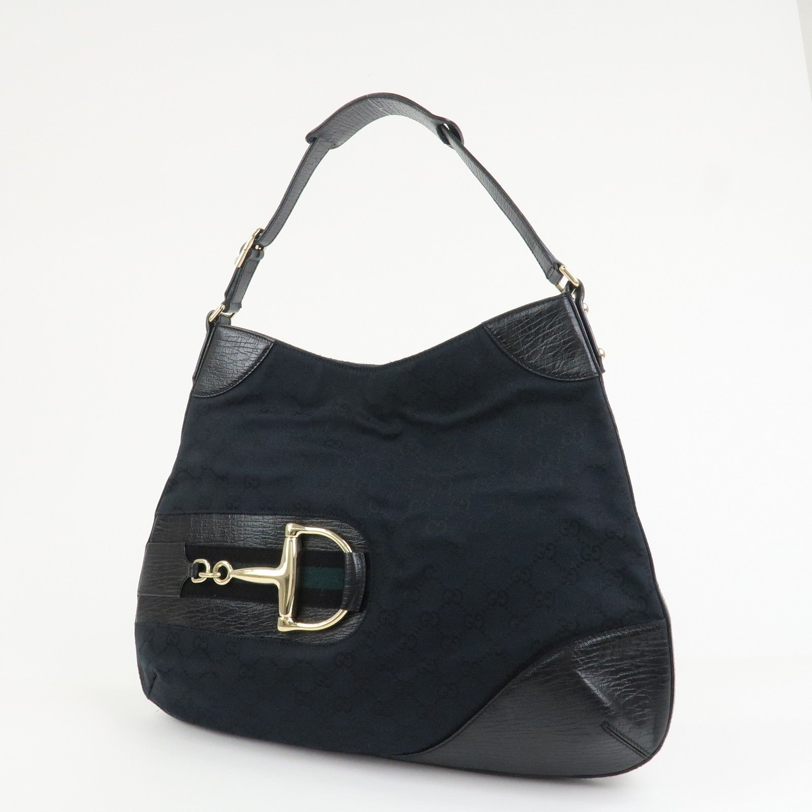 Gucci Horsebit Shoulder Bag - Black, Canvas