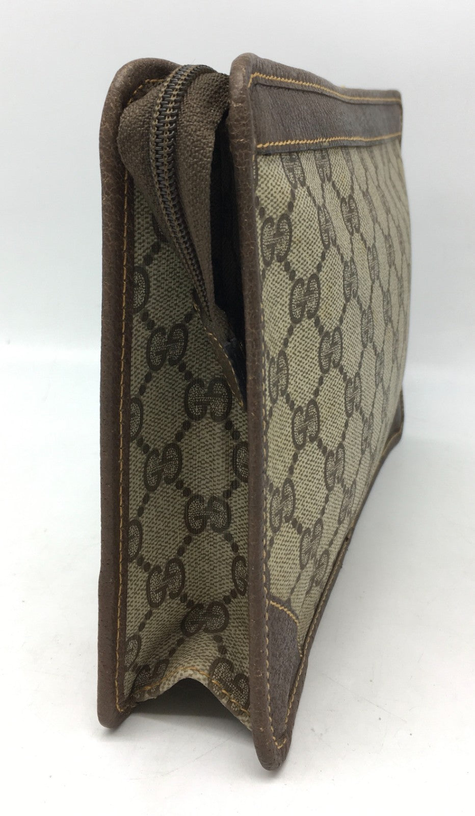 Gucci GG Supreme Monogram Clutch Bag - Beige/Brown, PVC Leather