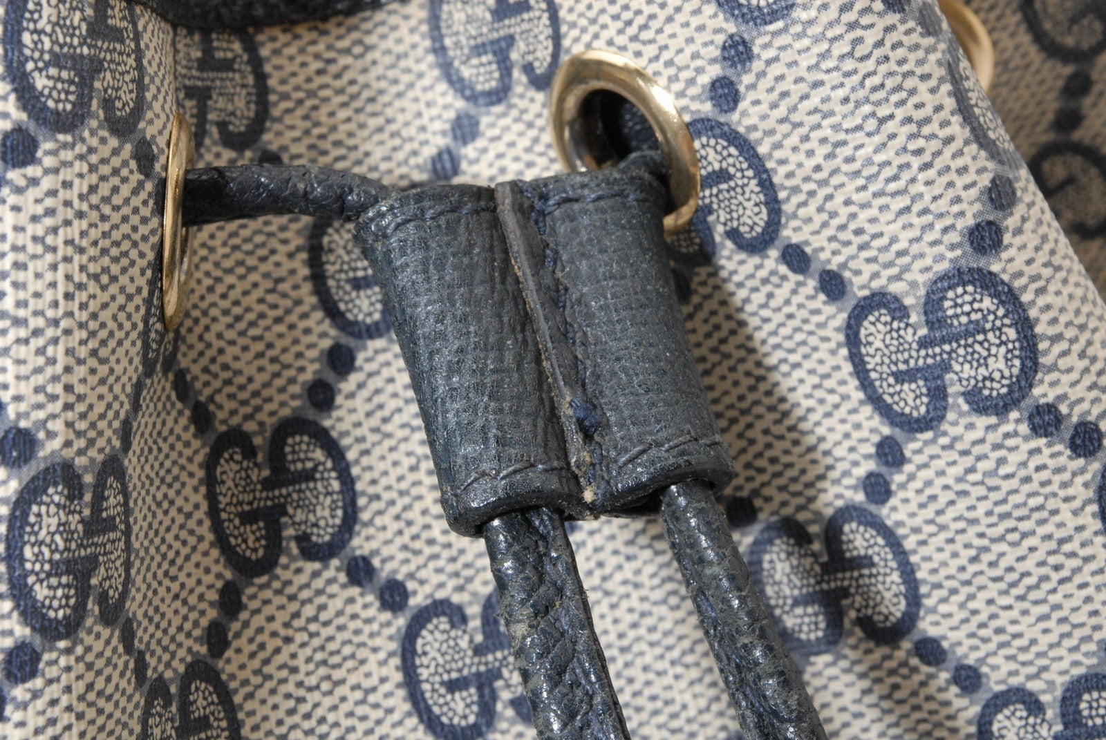 Gucci GG Bucket Bag Shoulder Bag - Navy Blue, Canvas and Leather