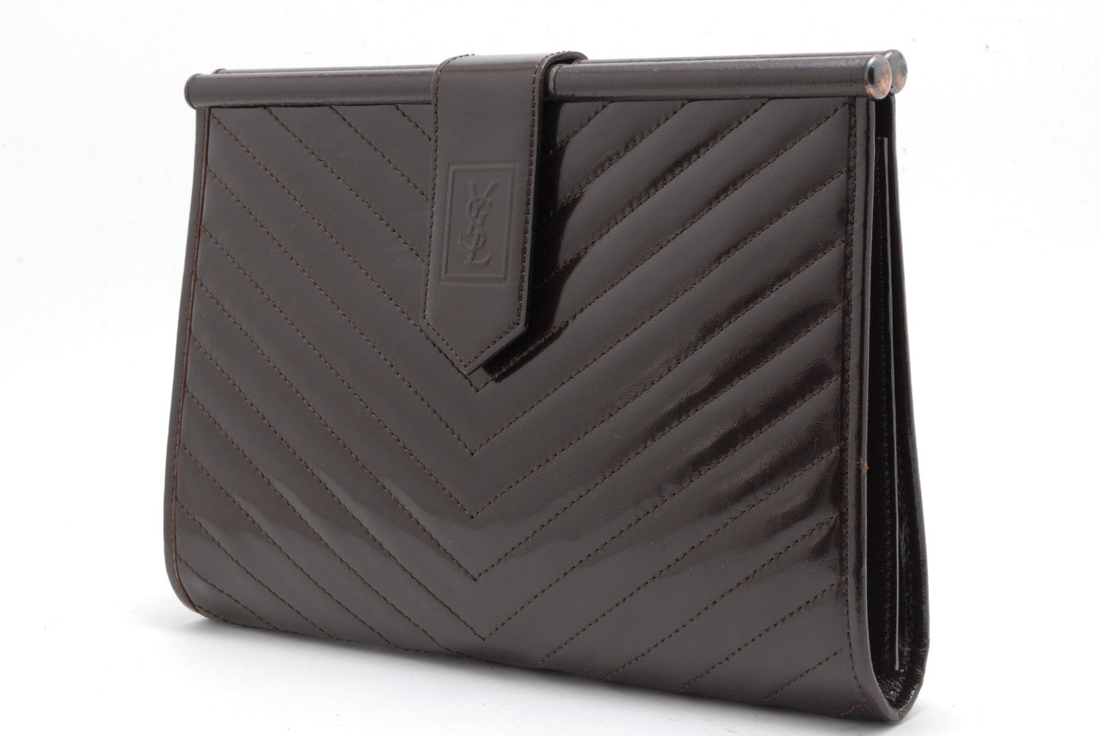 Saint Laurent Yves Saint Laurent Clutch Bag - Dark Brown, Leather