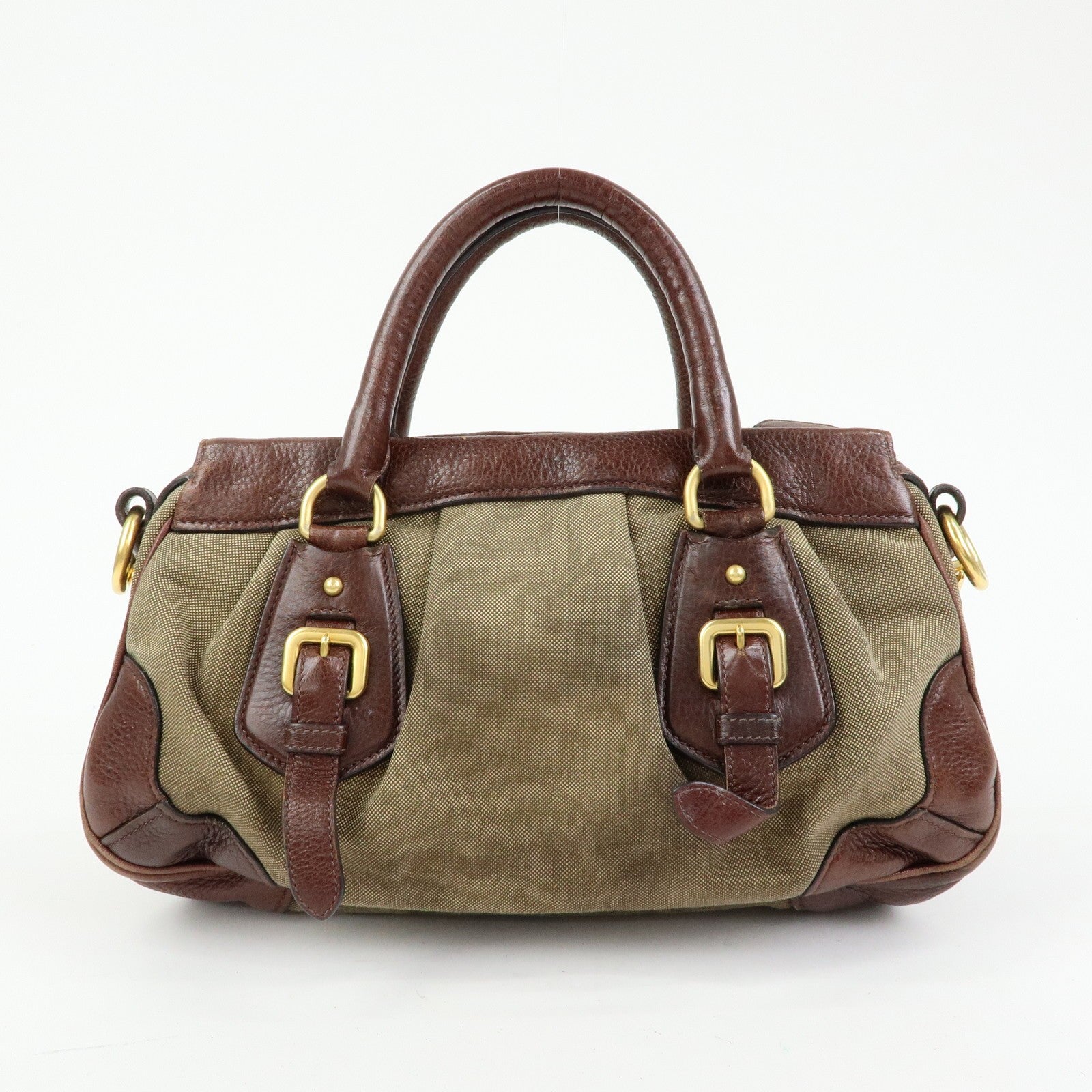 Prada Logo Jacquard 2Way Bag - Brown, Leather
