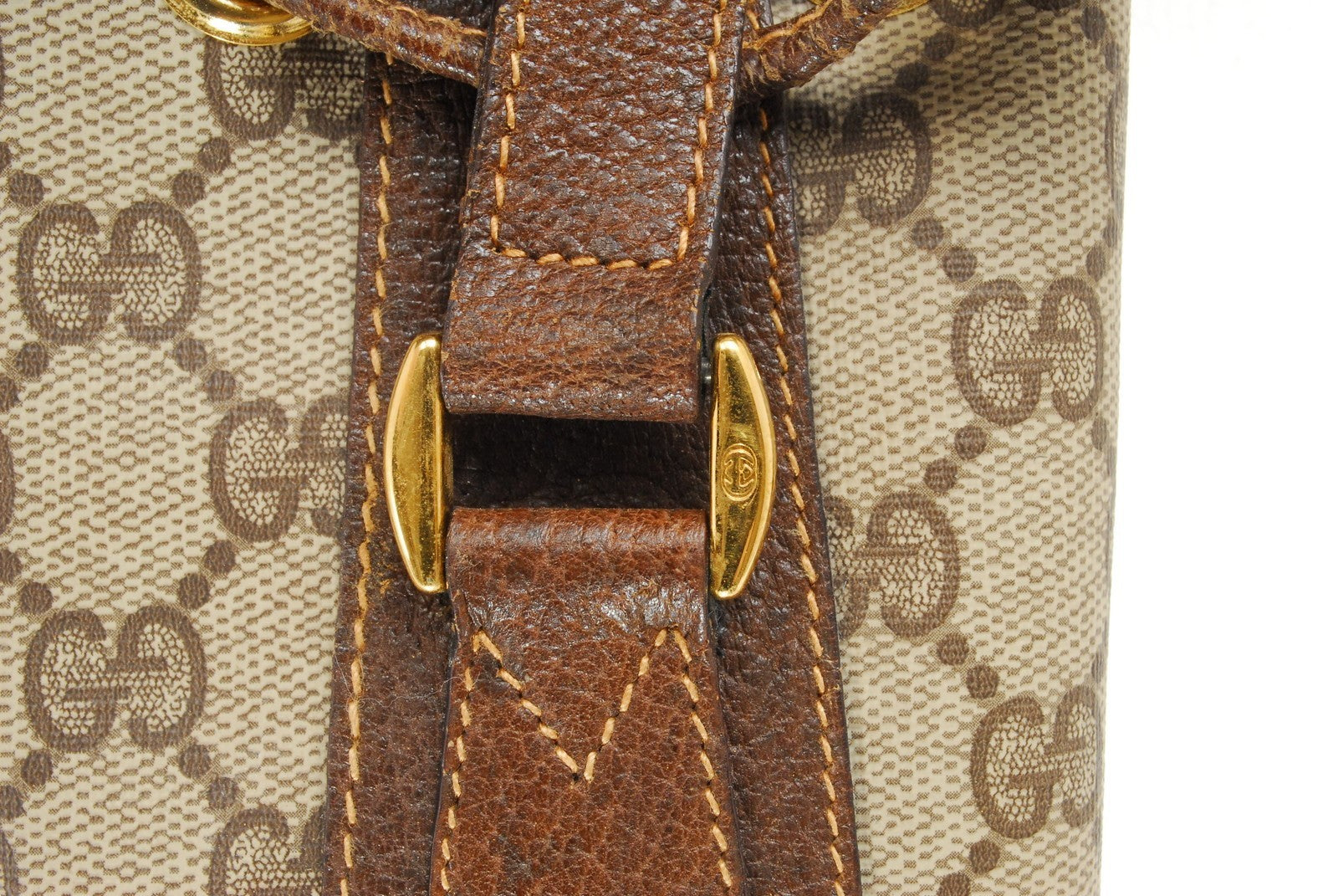 Gucci Vintage GG Sherry Line Drawstring Shoulder Bag - Brown, PVC Leather