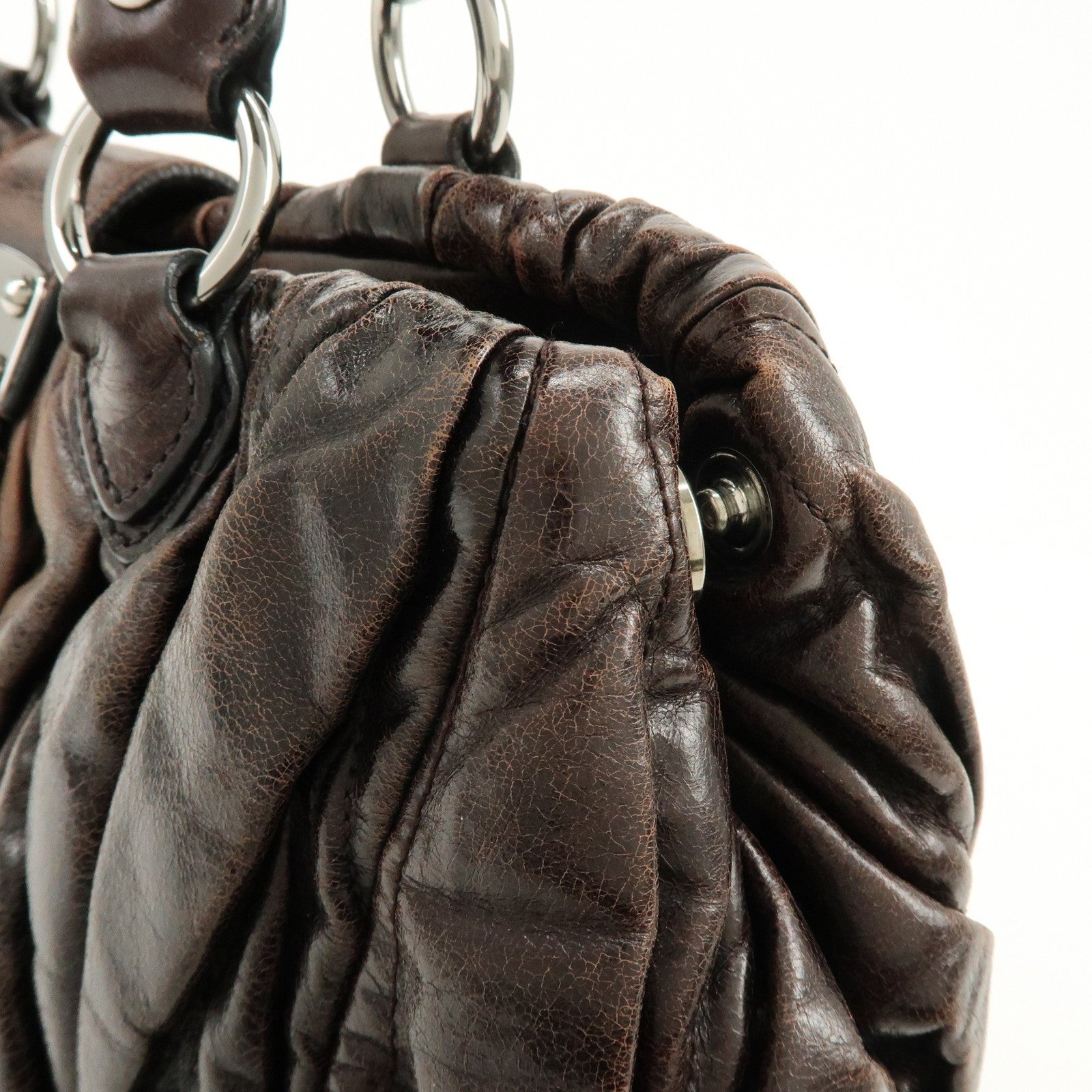 Miu Miu Matelasse 2Way Handbag - Dark Brown, Leather